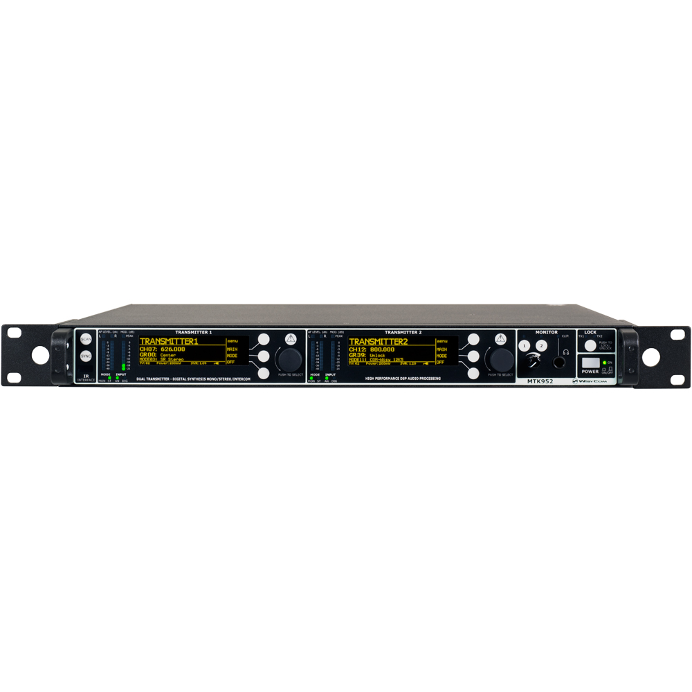 Wisycom MTK952 wideband dual IEM transmitter, official product photograph