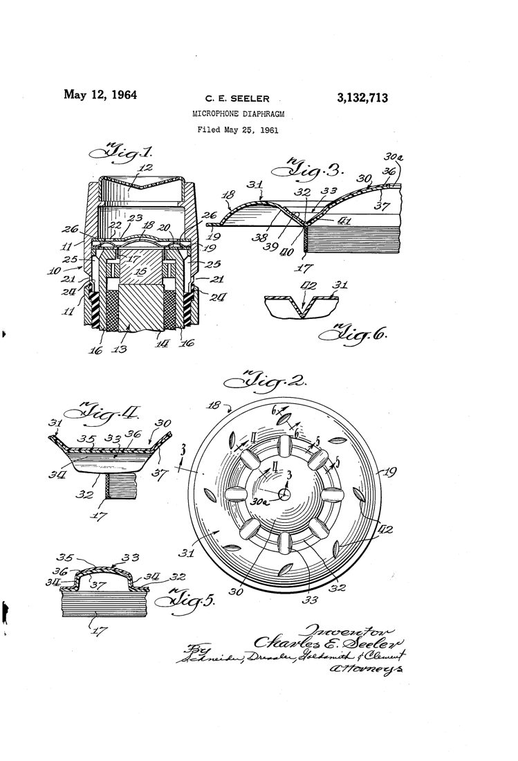 US patent 3,132,713 (1964): microphone diaphragm (Unidyne III)