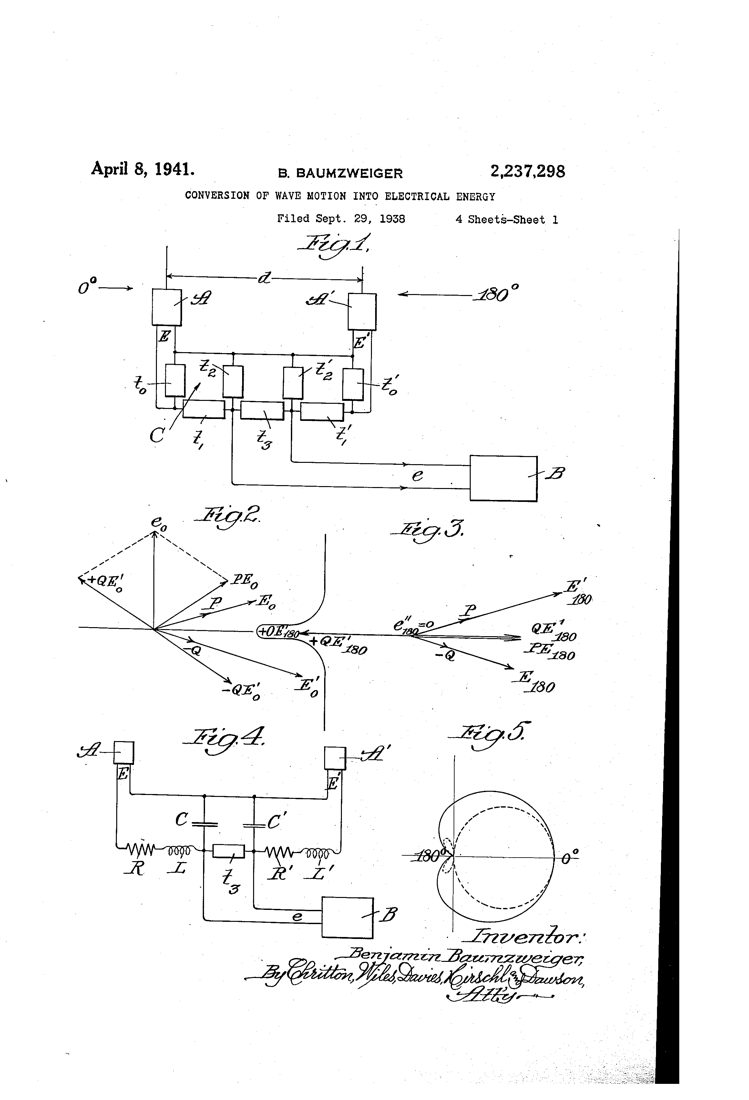 US patent 2,237,298 (1941): Uniphase single-element cardioid microphone