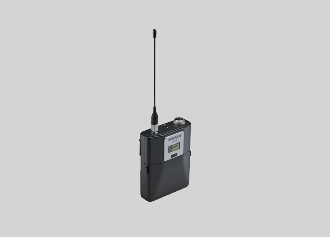 Shure AD1 Axient Digital wireless bodypack transmitter with whip antenna