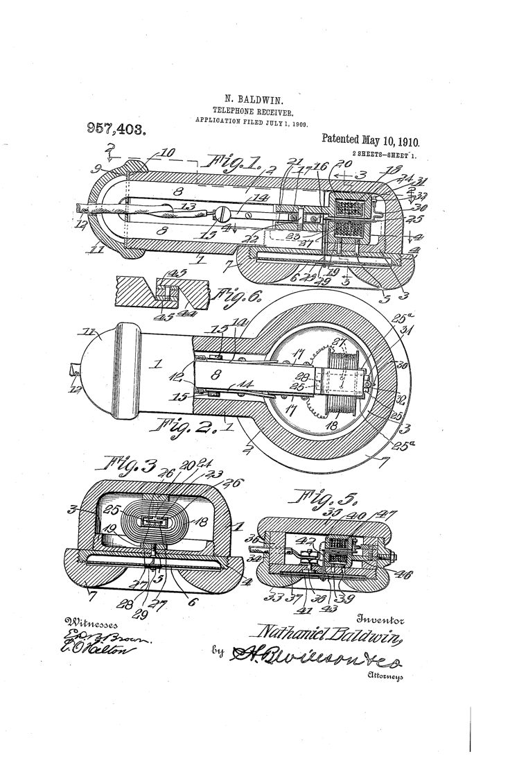 US patent 957,403 (1910): telephone receiver