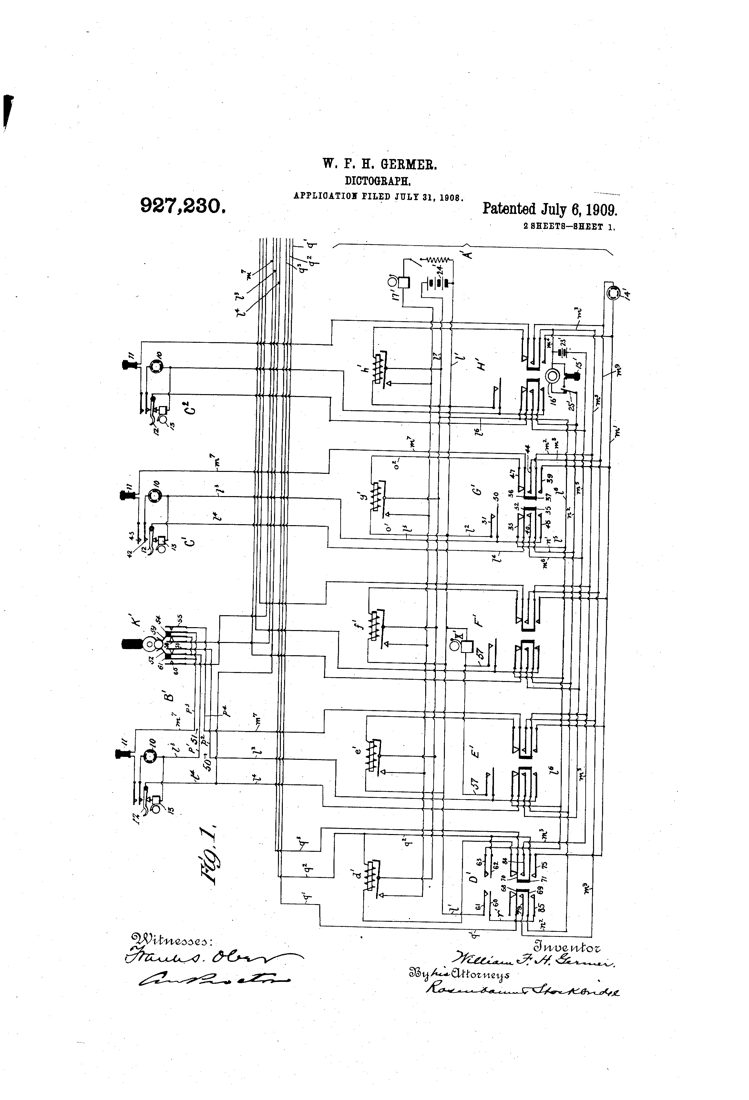 US patent 927,230 (1909): Dictograph